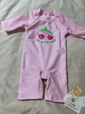 Angel City Pink Baby One-Piece Rashguard - 'We Are Friends'  3-6 Months